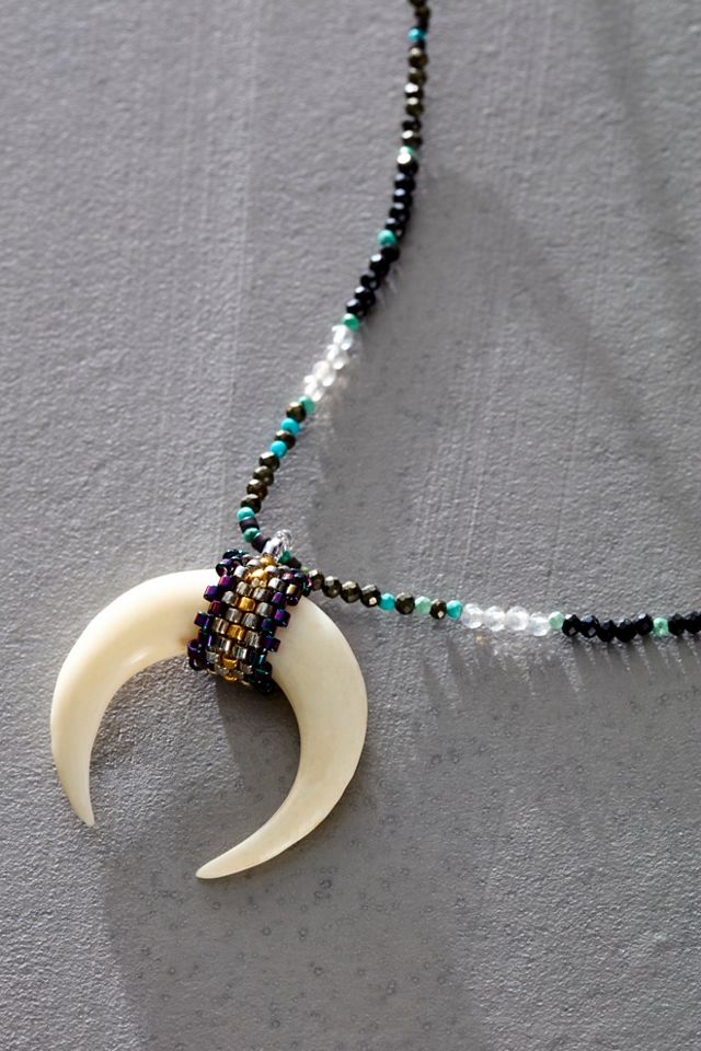 Dara Vintage Beaded Crescant Necklace #1