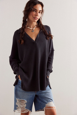 We The Free Travis Polo At Free People In Black, Size: XL