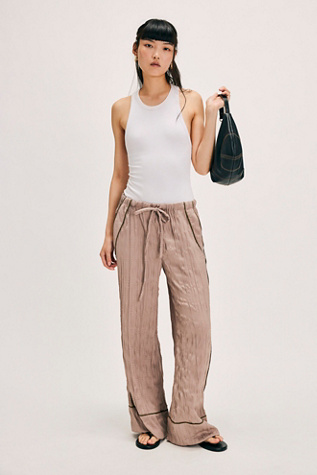 All Out Satin Pants at Free People in Stucco, Size: Small