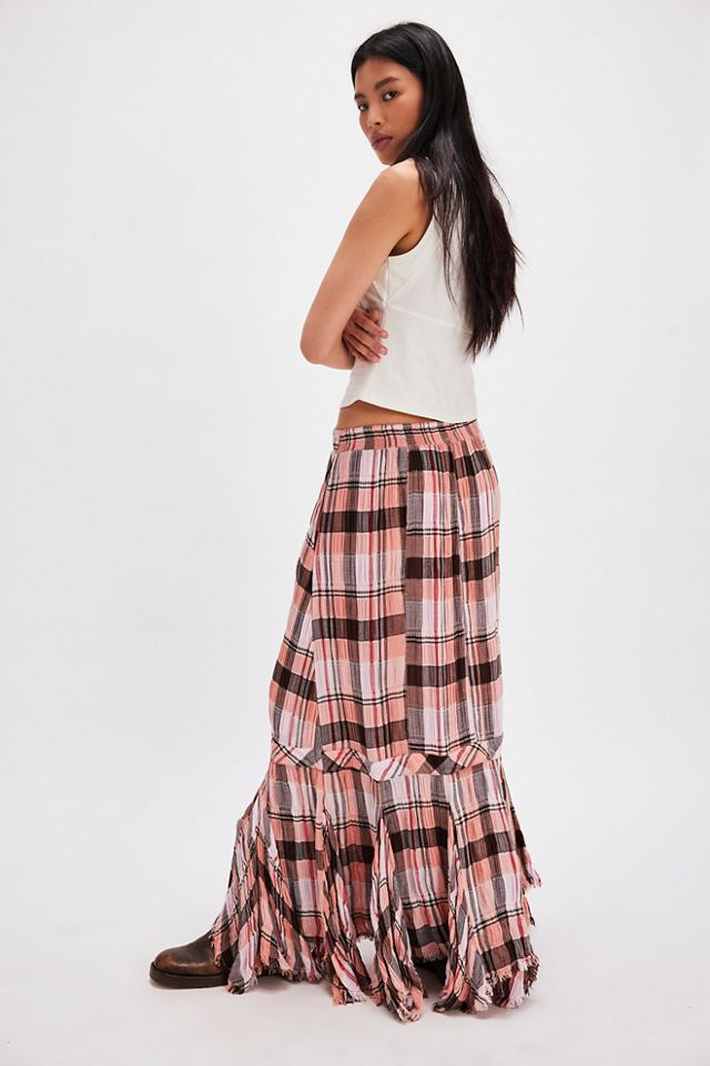 Plaid maxi skirt near me best sale