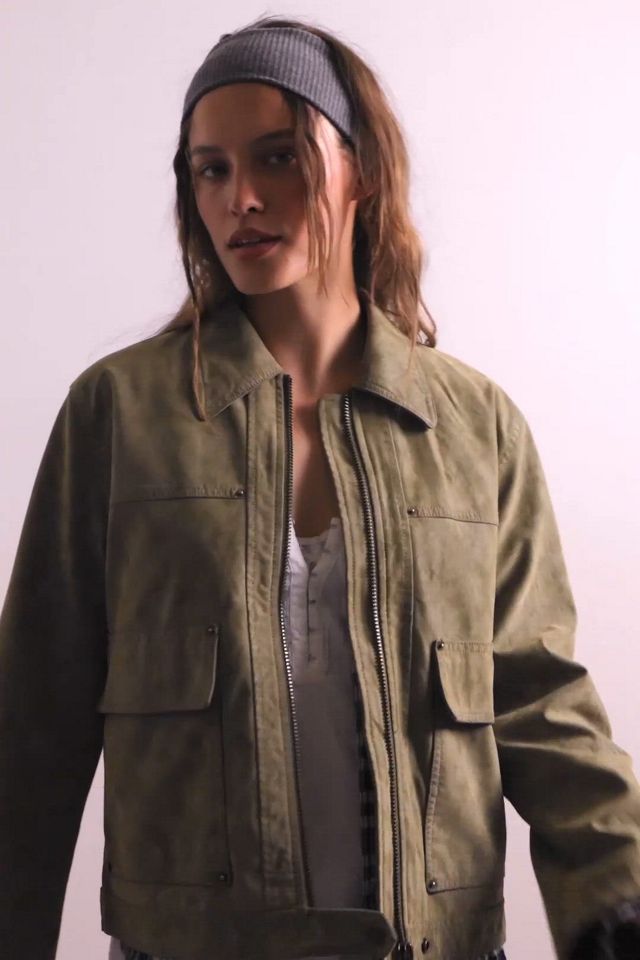 Womens Jacket Khaki Faux Suede Jacket Oversized Faux Suede Jacket
