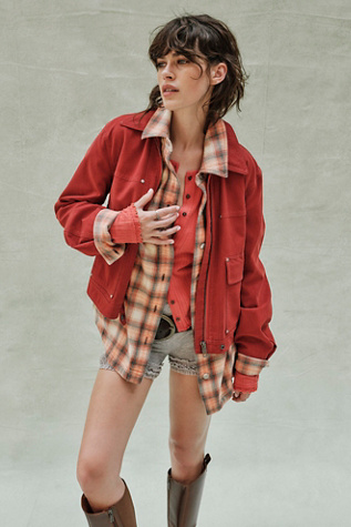 We The Free Blair Vegan Suede Jacket at Free People in Red, Size: M