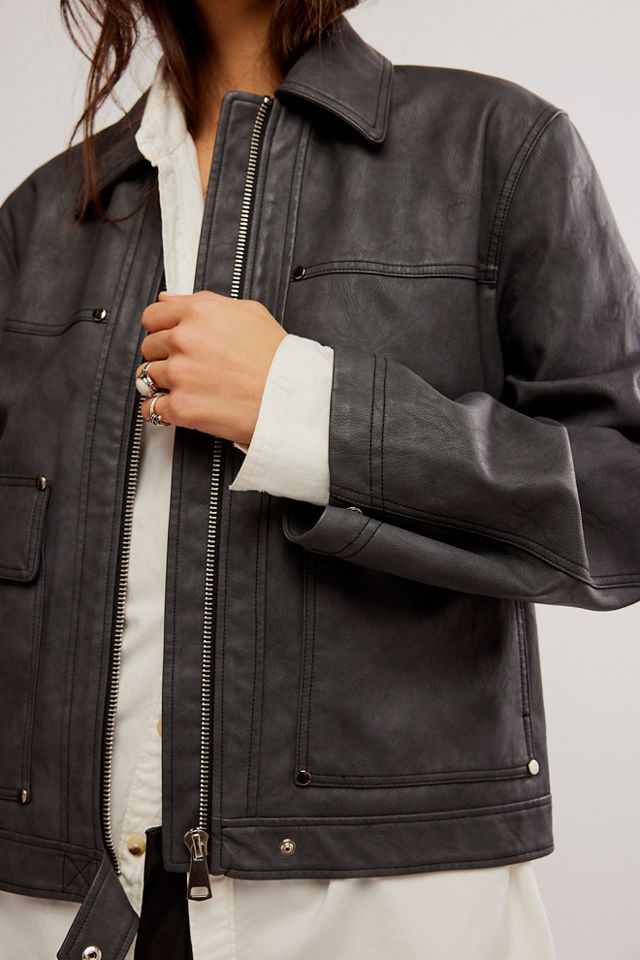 Free people vegan leather jacket hotsell