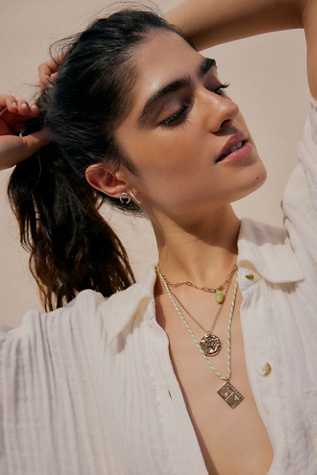 Lenker Layered Necklace at Free People in Chartreuse Braided