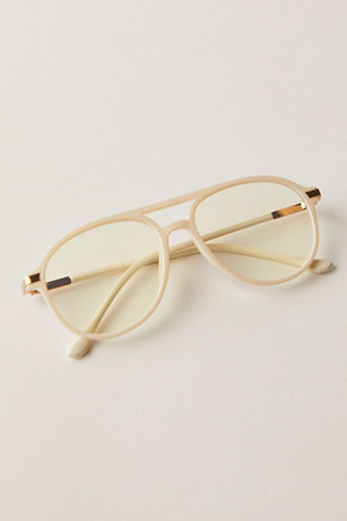 Clean Cut Aviator Bluelight Glasses At Free People In Ivory