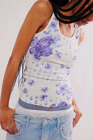 Dream In Color Lounge Tank Top by Intimately at Free People in Teal Flower, Size: Medium