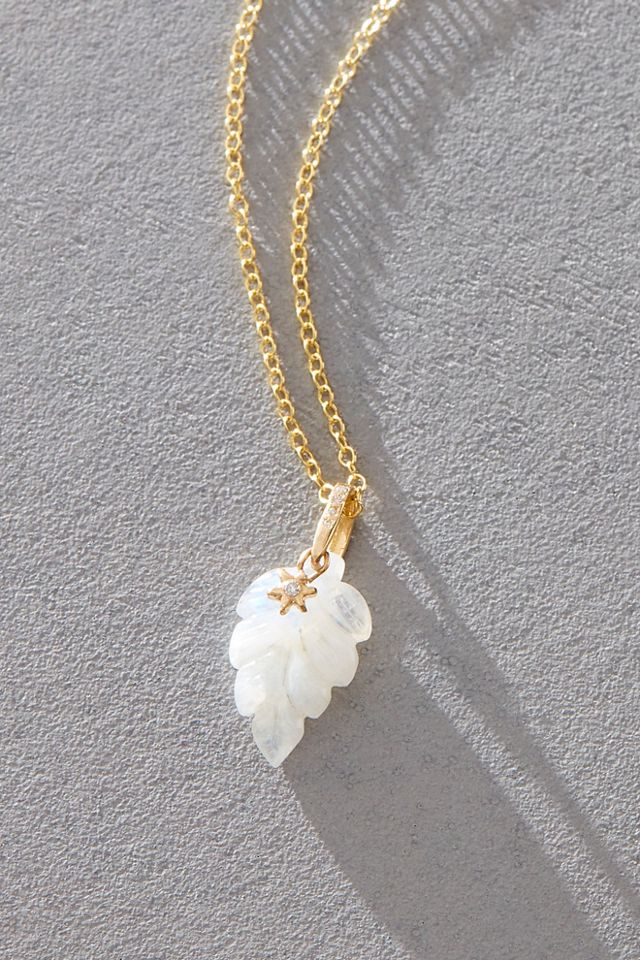Acanthus Moonstone Leaf Necklace #1