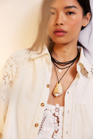 Carolina Shell Layered Necklace at Free People in Black