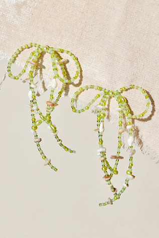 Say You Love Me Bow Dangle Earrings at Free People in Sage