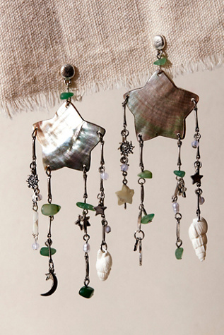 Light The Sky Dangle Earrings at Free People in Silver/Jade Hue