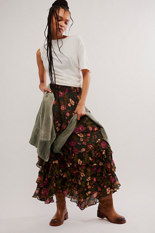 Lolita Maxi Skirt at Free People in Wash Black Combo, Size: XS