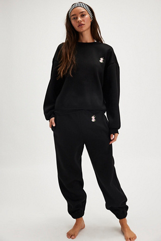 For Love & Lemons Julie Sweatpants at Free People in Black, Size: Medium