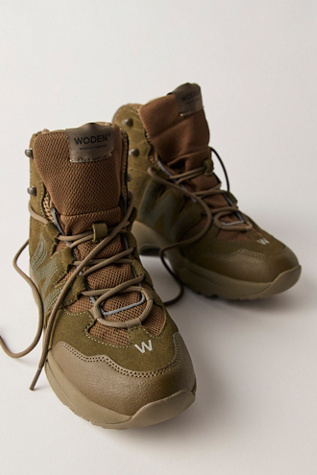 Olena Waterproof Hiker Boots By WODEN At Free People In Dark Olive, Size: EU 39