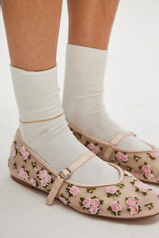 For Love & Lemons Evelyne Embroidered Ballet Flats