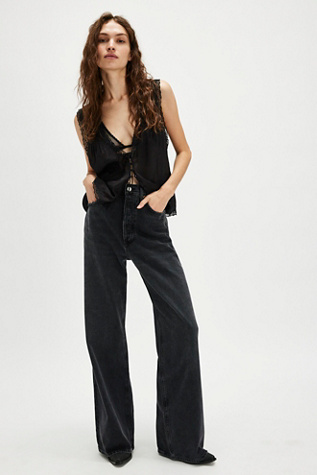 AGOLDE Dame High Rise Wide-Leg Jeans At Free People In Hitch, Size: 27