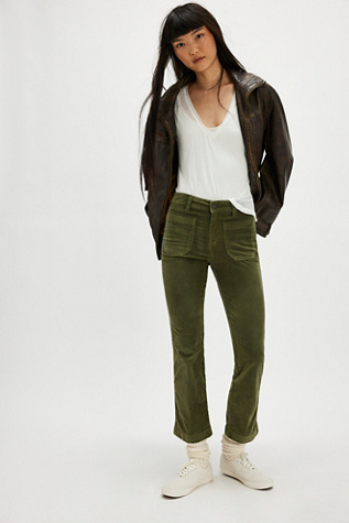 High Time Velvet Kick Flare Pants at Free People in Chive, Size: US 14