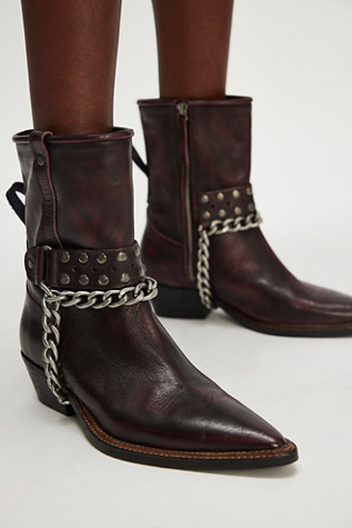 We The Free Aiden Chain Boots At Free People In Wine Frisco, Size: US 8