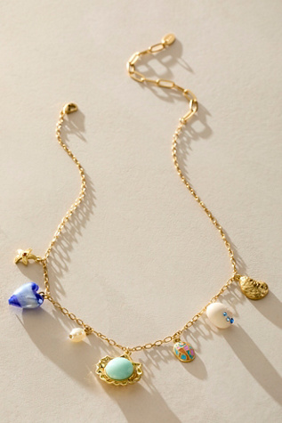 Only For Me 14k Gold Plated Charm by Free People in Blue