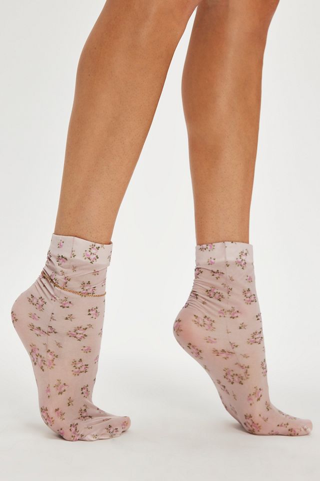 For Love & Lemons Floral Crew Socks #1