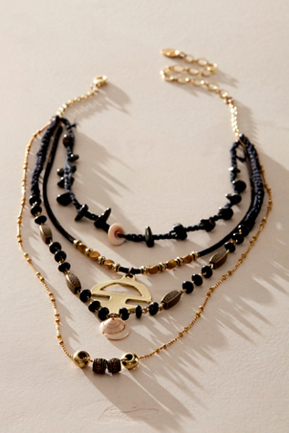 Ariana Ost Summer Rain Necklace at Free People in Black