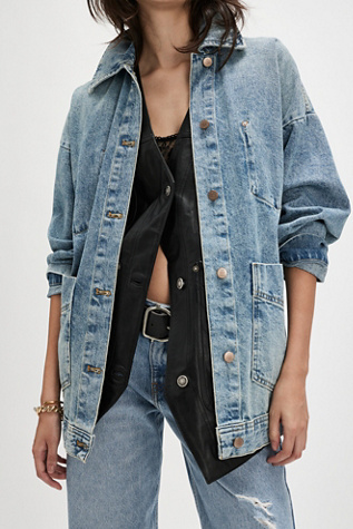 We The Free Avery Denim Jacket at Free People in Got The Blues, Size: XL