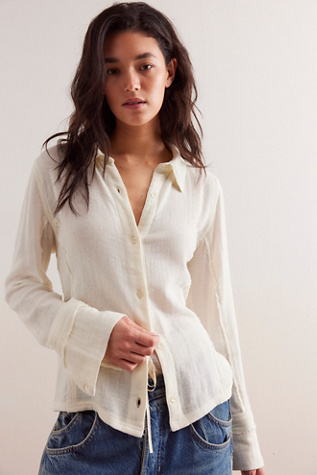 We The Free Sunshine Gauze Top at Free People in Tofu, Size: Small