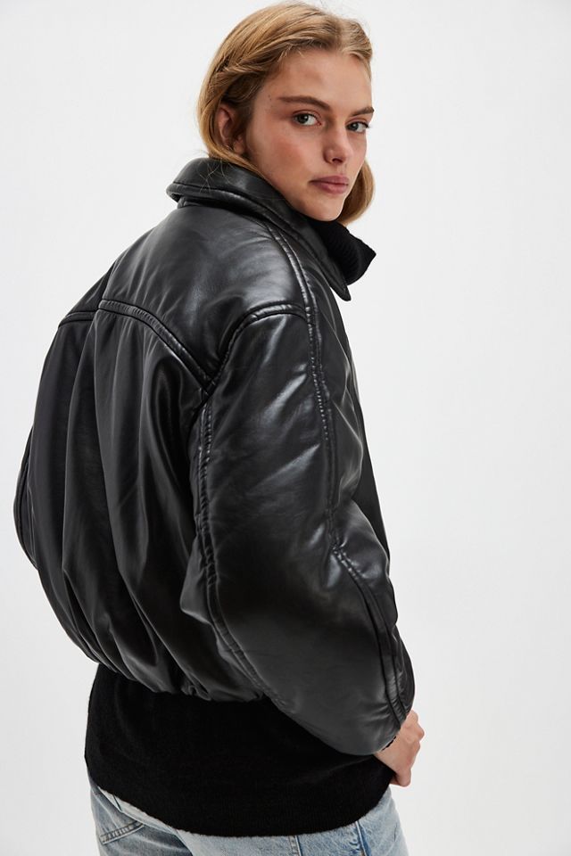 【Agolde】 x Shoreditchスキー Club Tate fauxレザーボンバージ x Shoreditch Ski Club Tate faux leather bomber jacket in