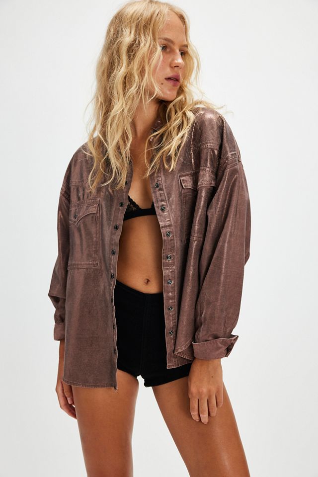 OneTeaspoon Bronzed Western Daria Shacket | Free People