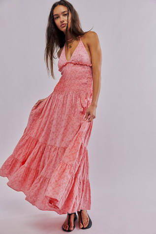 Pintuck Paradise Maxi Dress at Free People in Pink Icing, Size: Medium