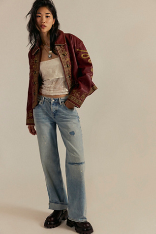 Veste en cuir Lana We The Free en Brick Wall, pour femme chez Free People