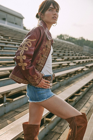 We The Free Lana Leather Jacket at Free People in Red, Size: M