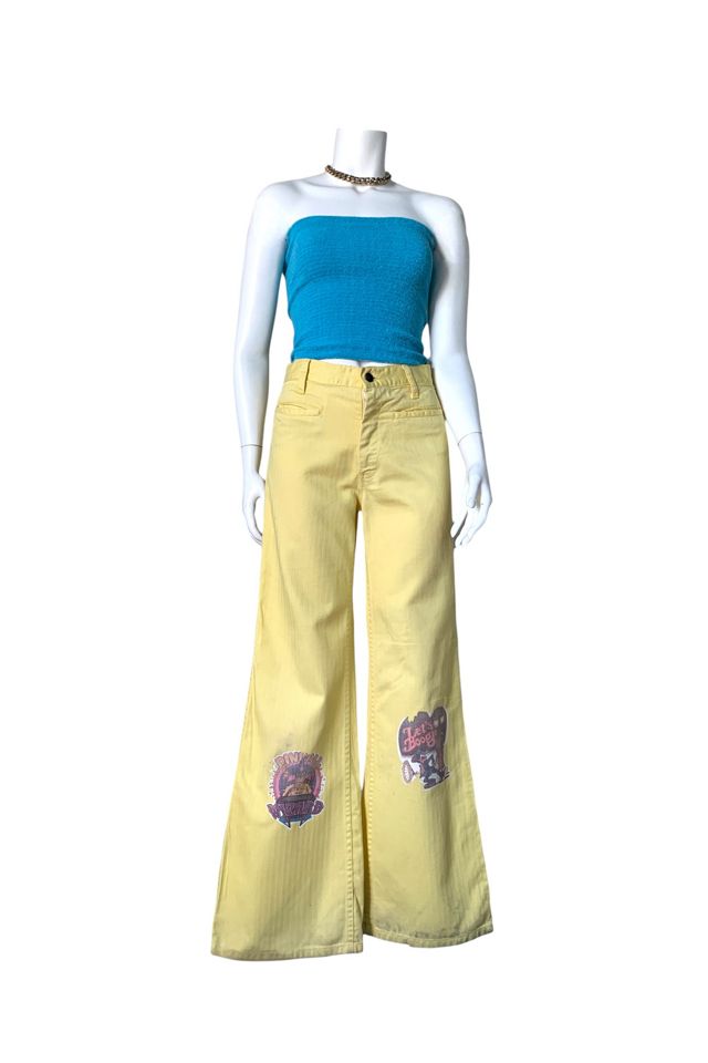 Vintage 1970s Yellow Flare Leg Bell Bottoms Selected by SharpLilTeeth #1