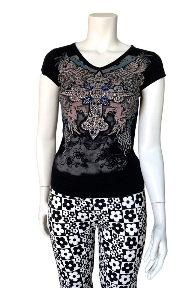 Vintage Y2K Studded Graphic Baby T-Shirt Selected by
