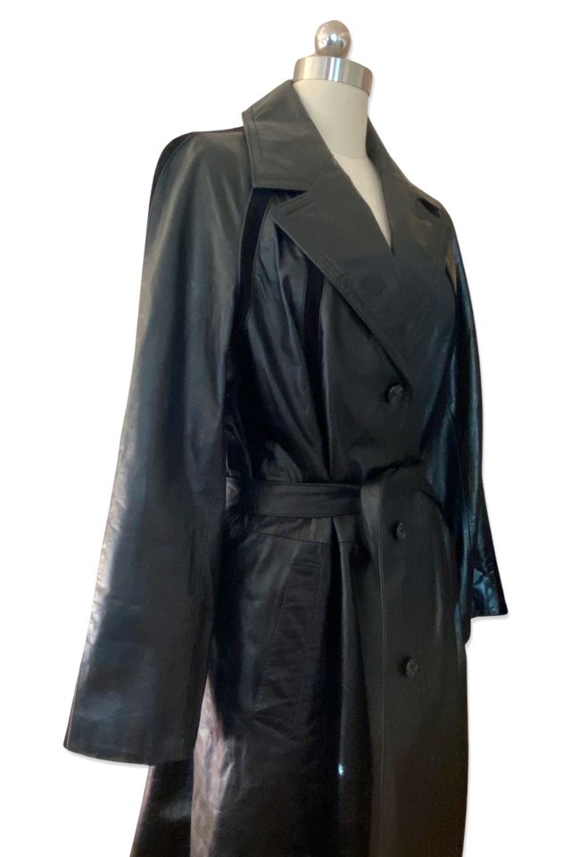 1970s Black Leather Trench Coat Selected By Ritual Vintage #2