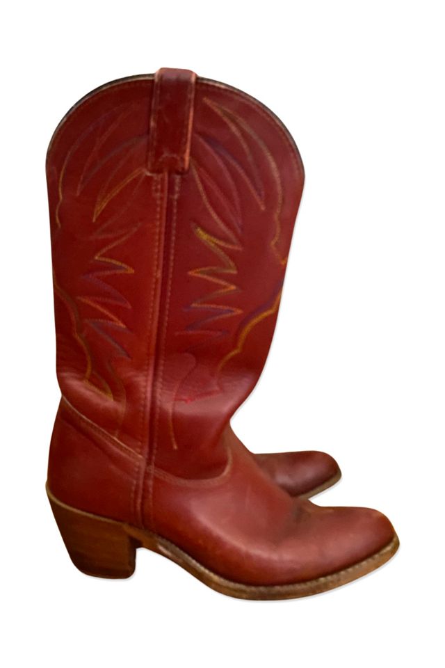 1970's Texas Premier Boot Co. Pumpkin outlets Leather Cowboy Boots // Women's Size 6 6.5