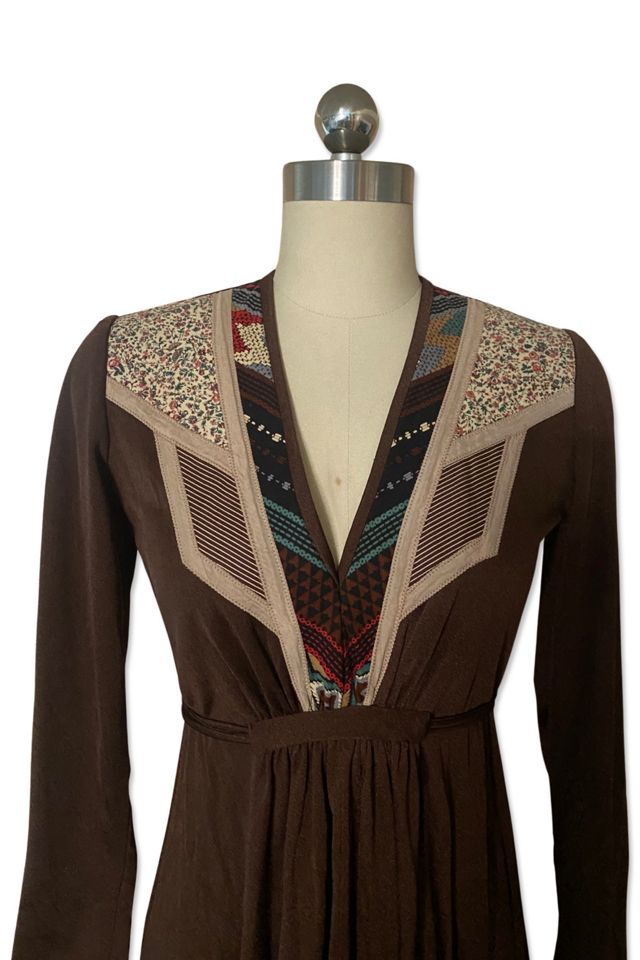 1970s Chocolate Poly Applique Midi Dress Selected By Ritual Vintage #3