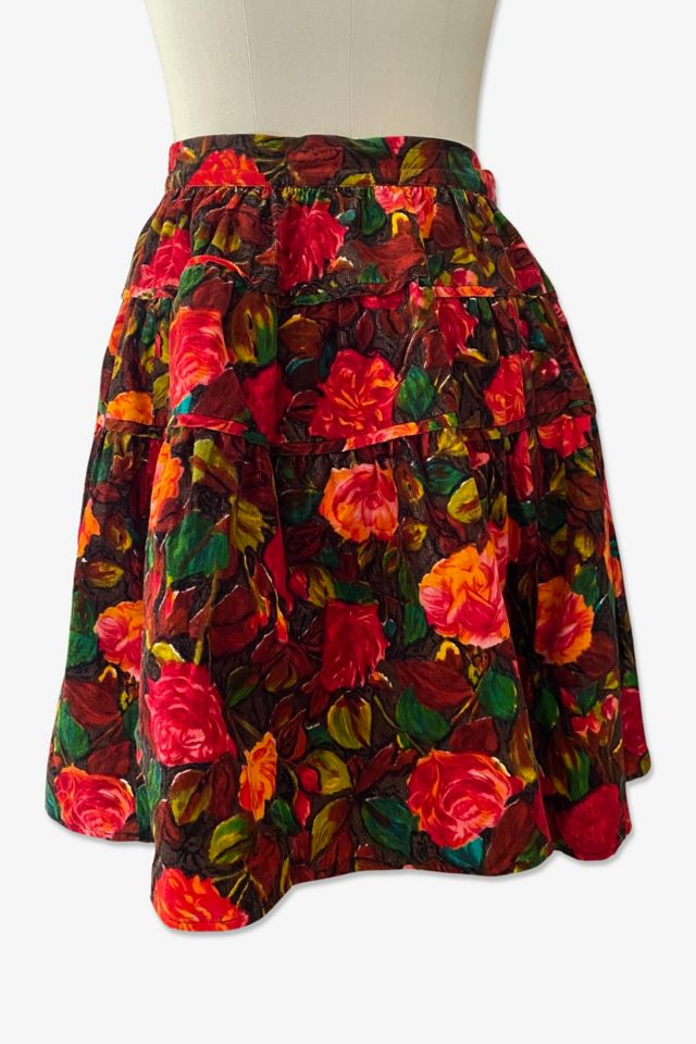 1980s Kenzo Corduroy Floral Bell Mini Skirt Selected By Ritual Vintage