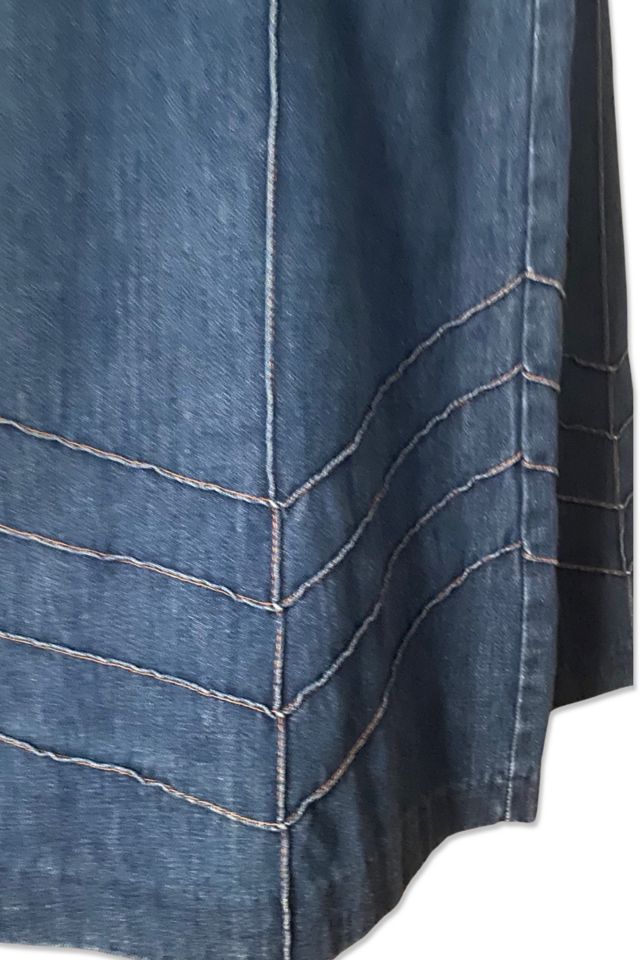 1970s Denim Channel Stitched Midi Skirt Selected By Ritual Vintage #1