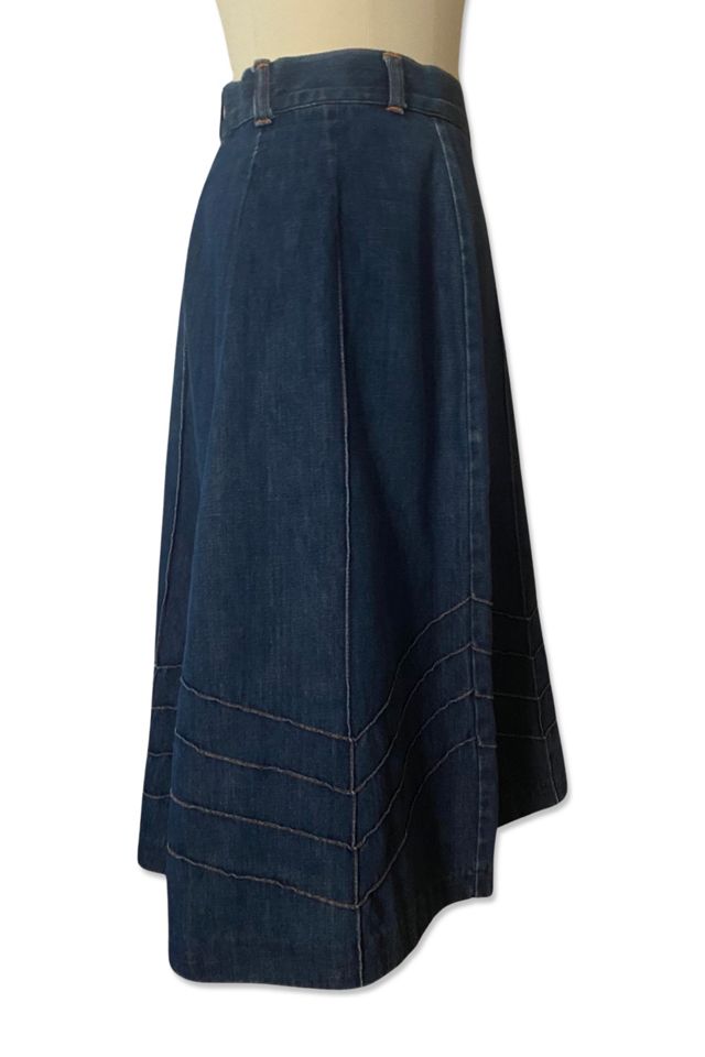 1970s Denim Channel Stitched Midi Skirt Selected By Ritual Vintage #2