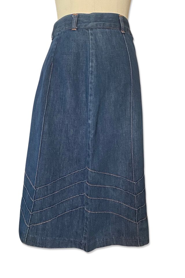1970s Denim Channel Stitched Midi Skirt Selected By Ritual Vintage #3