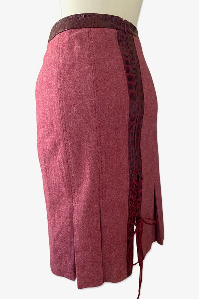 Y2K Corset Laced Wool Pencil Skirt Selected By Ritual Vintage #1