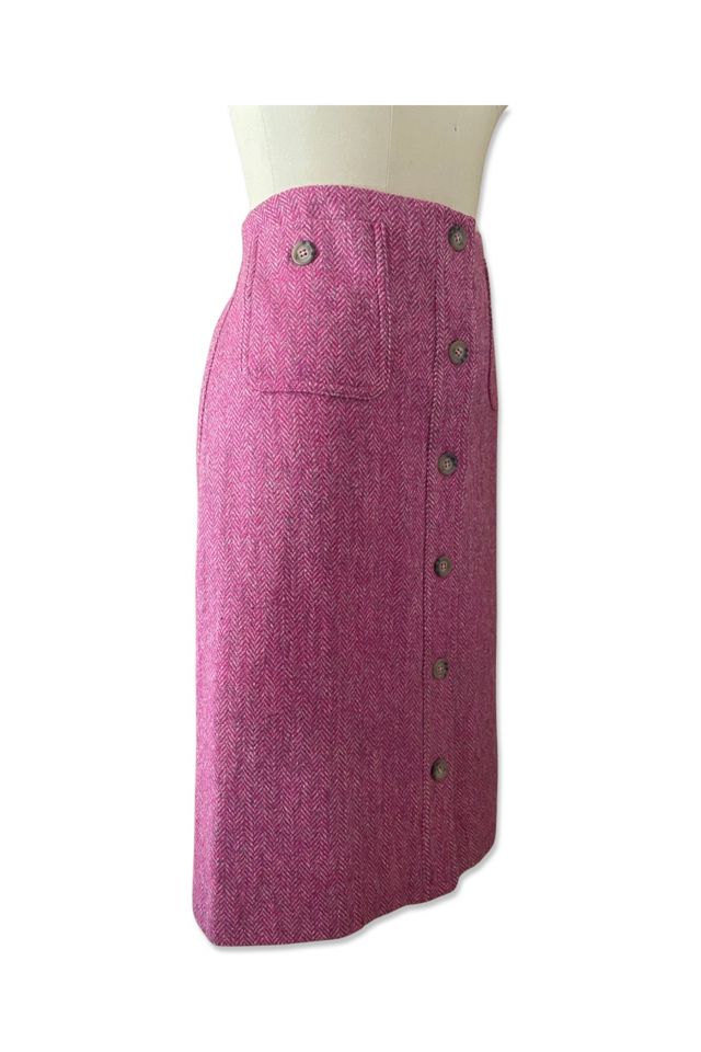 1990s Kors Bergdorf Candy Pink Button Skirt Selected By Ritual Vintage #1