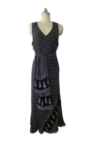 1990s Beaded Scarf Print Midi Dress Selected By Ritual Vintage