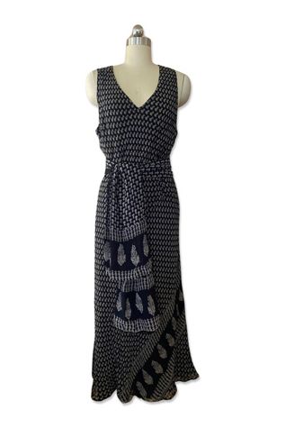 1990s Beaded Scarf Print Midi Dress Selected By Ritual Vintage