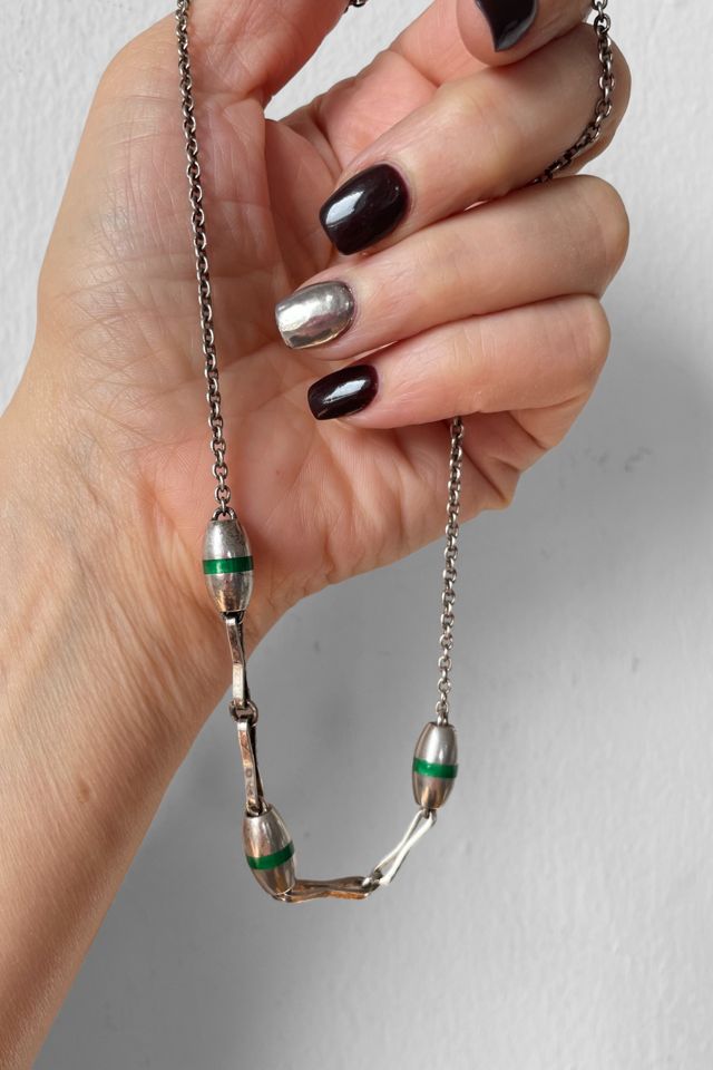 Vintage 70s Sterling Enamel Chain Necklace Selected by MARMALADE #3