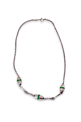 Vintage 70s Sterling Enamel Chain Necklace Selected by MARMALADE