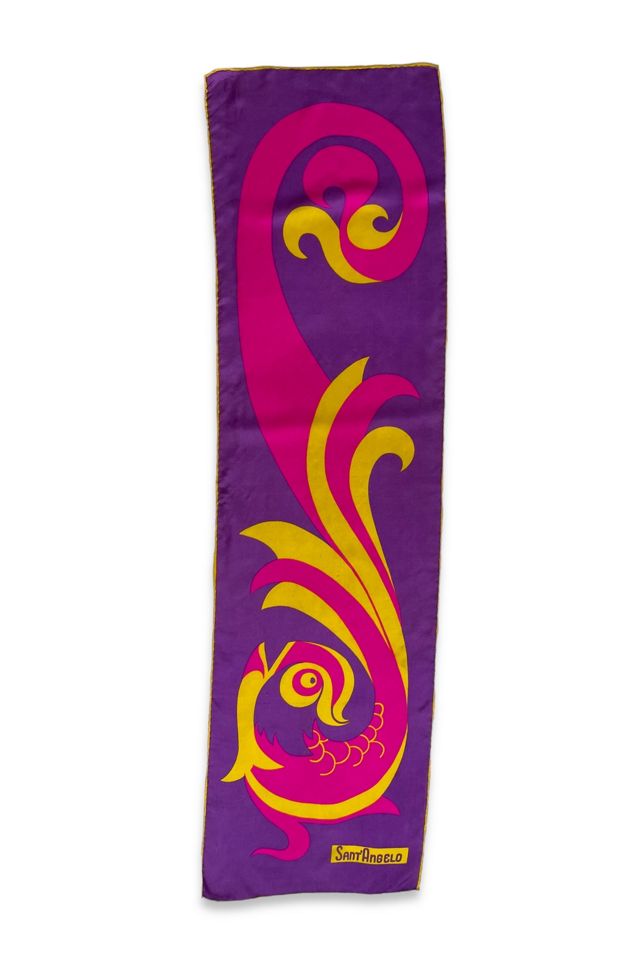 Vintage 70s Giorgio 'Sant Angelo Fish Print Signed Scarf Selected by MARMALADE #2