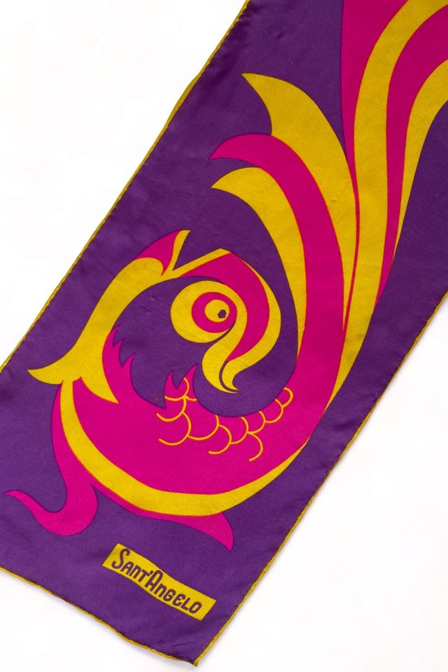 Vintage 70s Giorgio 'Sant Angelo Fish Print Signed Scarf Selected by MARMALADE #3