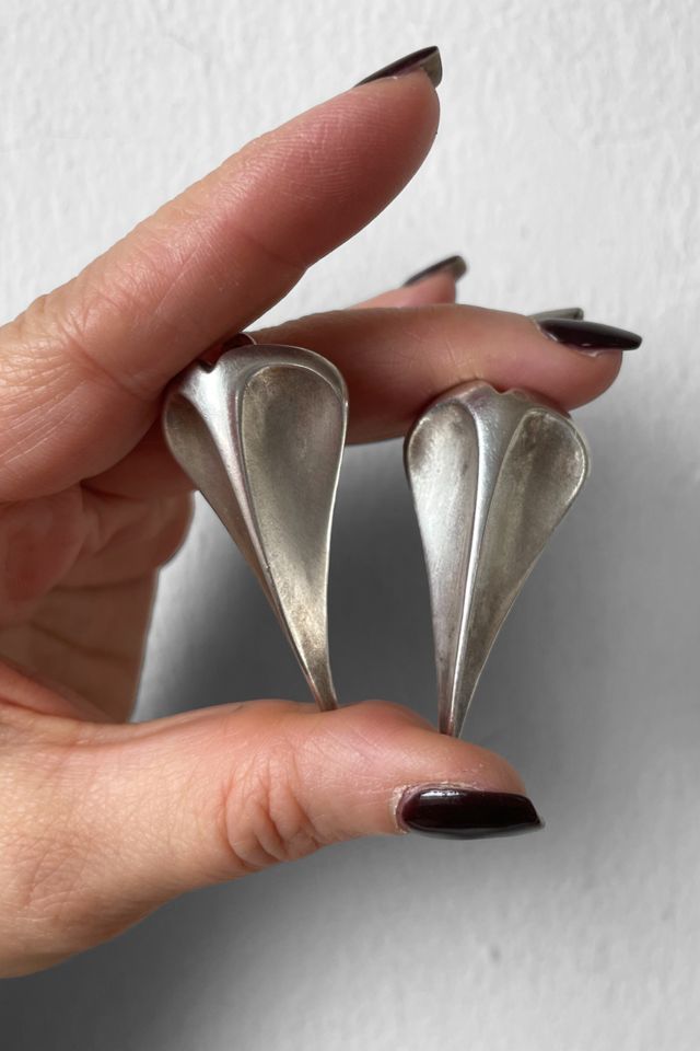 80s Modernist Signed Sterling Silver Clip Earrings Selected by MARMALADE #1