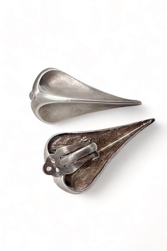 80s Modernist Signed Sterling Silver Clip Earrings Selected by MARMALADE #2